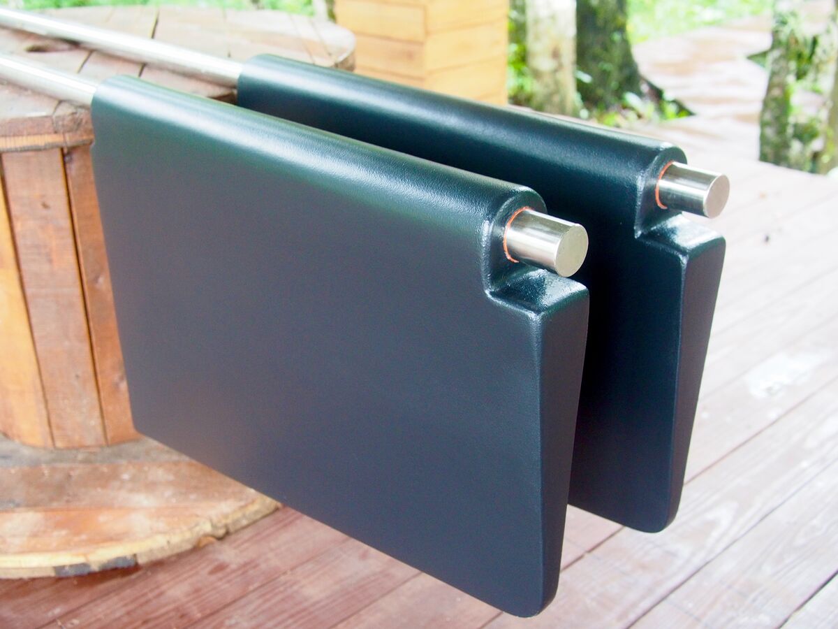 Two freshly finished rudders