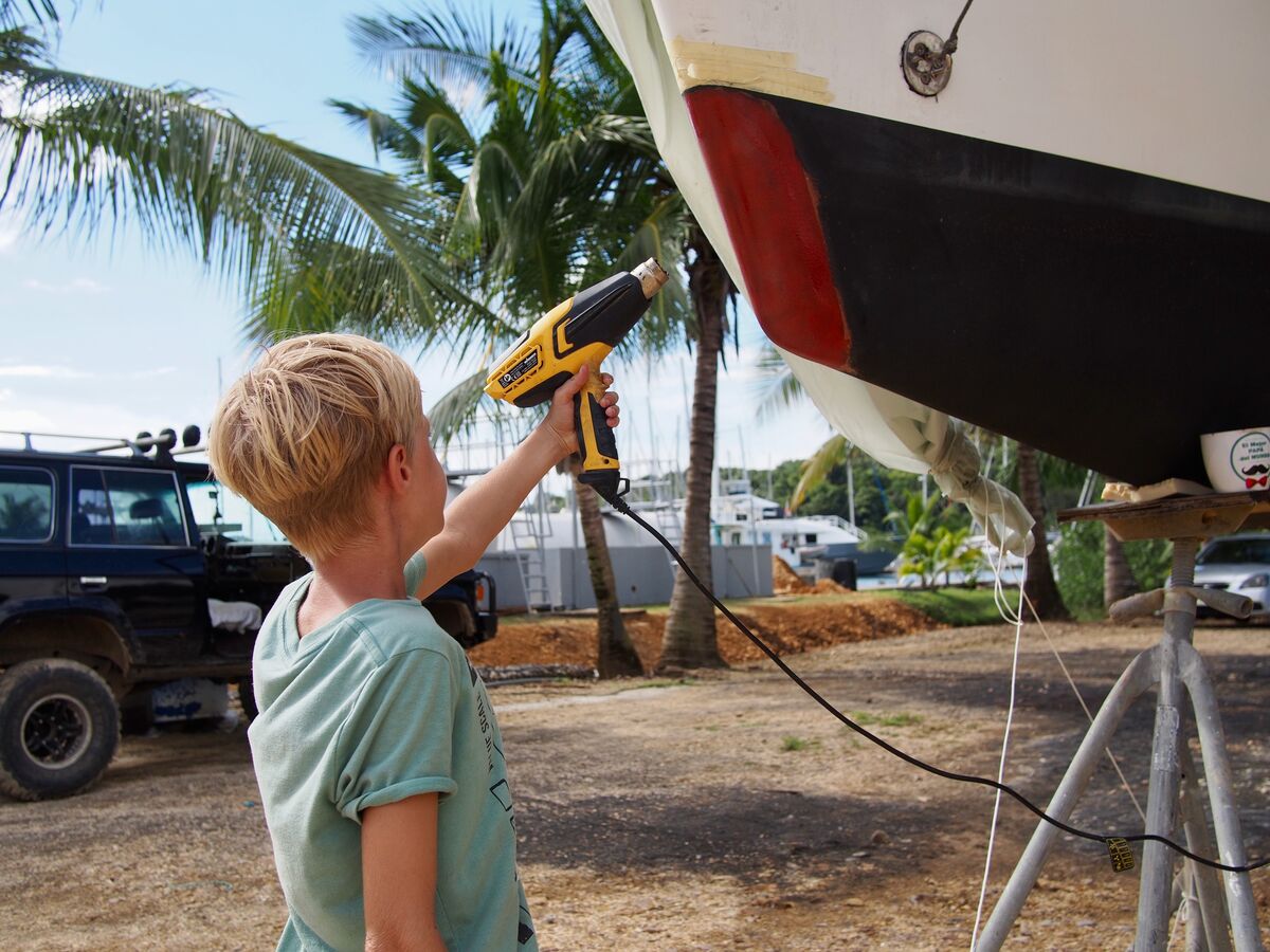 Repairing the starboard bow in the yard
