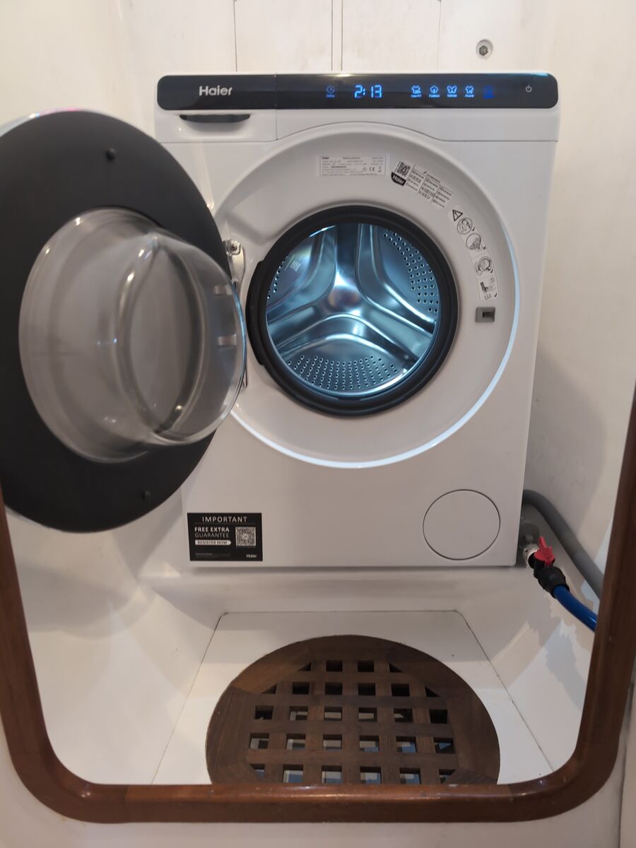 The new washing machine installed aboard